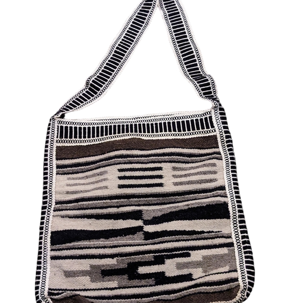 David Hyatt Handcrafted Wool Large Earth Tone Shoulder Bag Tote Unisex NWOT - Picture 3 of 10